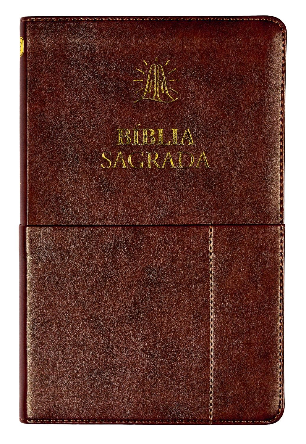BÍBLIA SAGRADA SLIM ACF, LUXO, COURO-SOFT, MARROM COM BOLSO