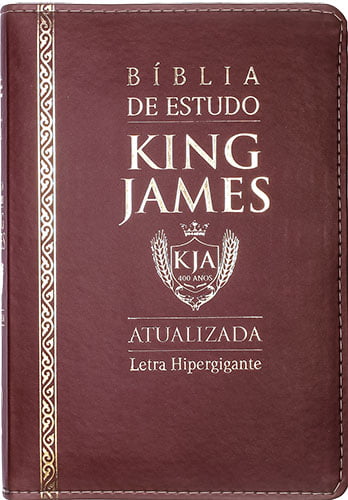 BÍBLIA DE ESTUDO KING JAMES ATUALIZADA, LETRA HIPERGIGANTE, PU ZÍPER – MARROM