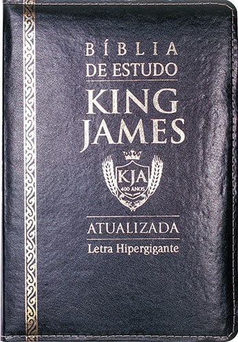 BÍBLIA DE ESTUDO KING JAMES ATUALIZADA, LETRA HIPERGIGANTE, PU ZÍPER – PRETA