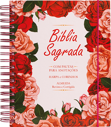 BÍBLIA SAGRADA COM PAUTAS PARA ANOTAÇÕES – FLORAL ROSA