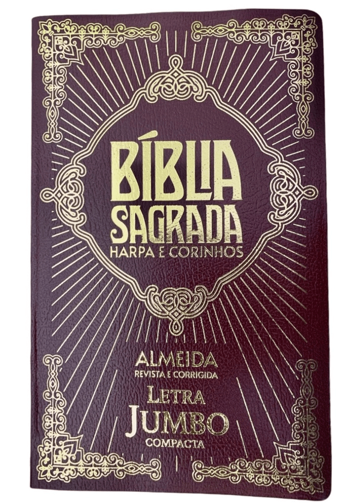 BÍBLIA JUMBO ARC COM HARPA E CORINHOS - COVERBOOK COMPACTA BORDÔ