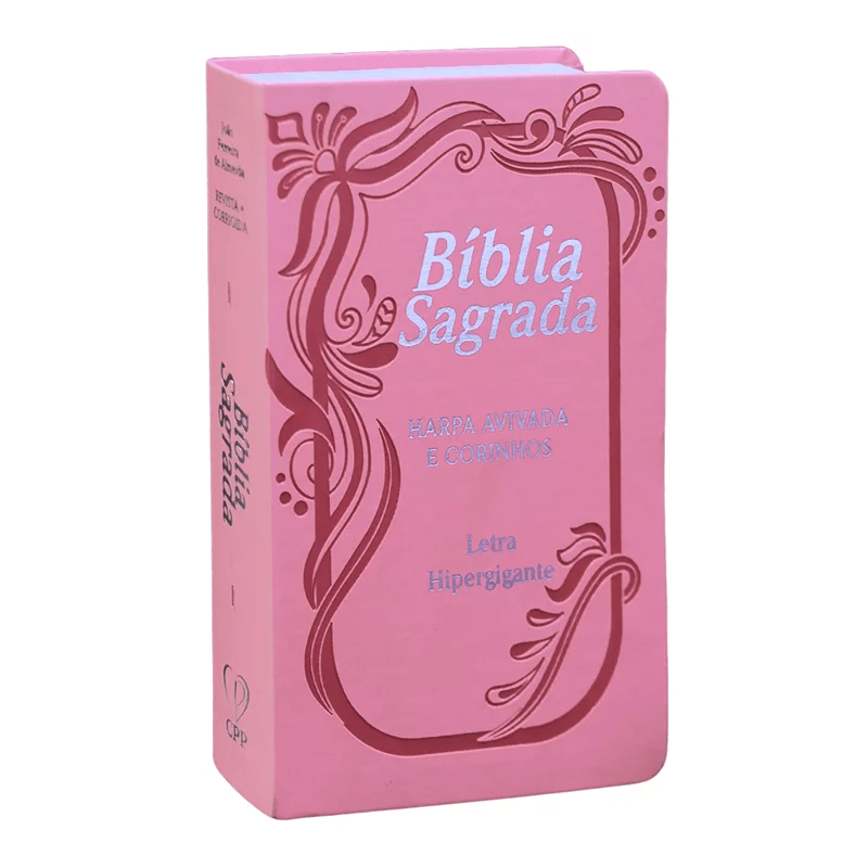 BÍBLIA SAGRADA COM HARPA AVIVADA E CORINHOS | ARA | LETRA HIPERGIGANTE | C/ ÍNDICE CAPA PU ROSA