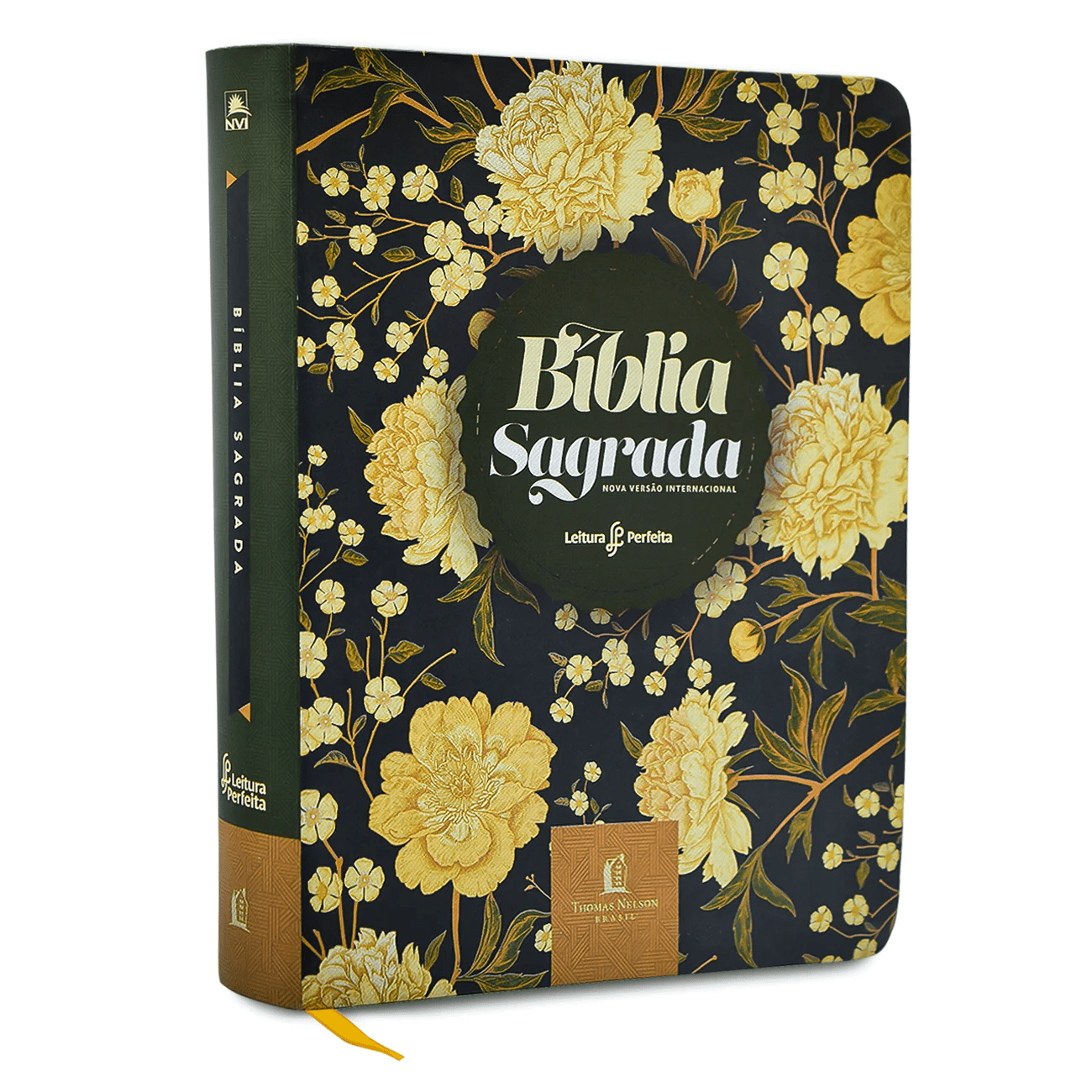 BÍBLIA SAGRADA NVI, COURO SOFT, FLORES, ESPAÇO ANOTAÇÕES, LEITURA PERFEITA