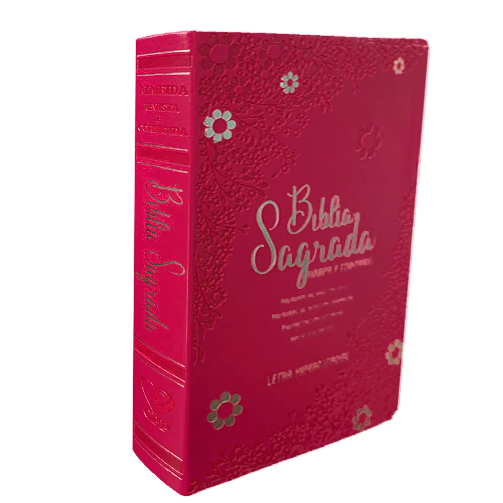 BÍBLIA SAGRADA | LETRA HIPERGIGANTE | ARC | HARPA AVIVADA E CORINHOS | CAPA PU LUXO FLORAL MARGARIDA PINK