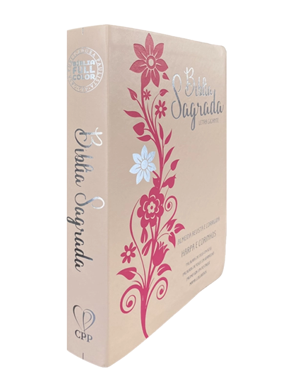 BÍBLIA GIGANTE PPM ARC FULL COLOR C/ HARPA PU LUXO - ROSÉ E PINK