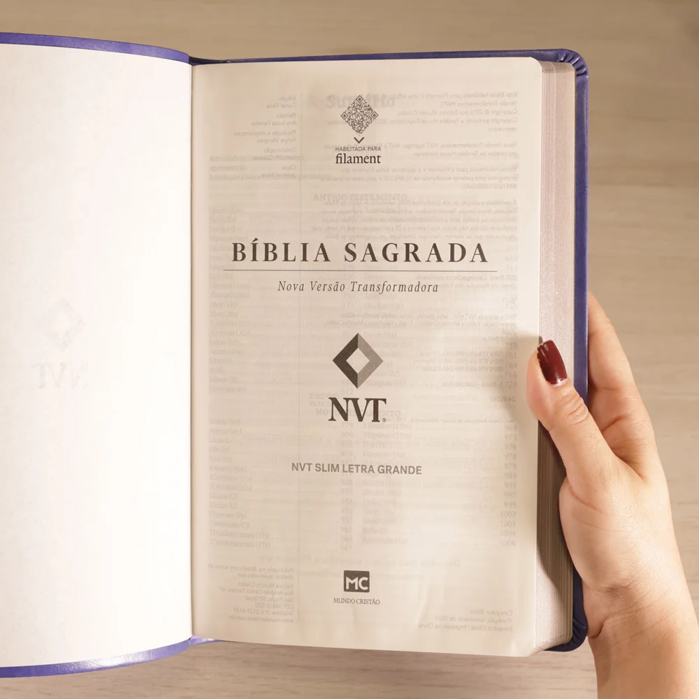 BÍBLIA SLIM FILAMENT | NVT | LETRA GRANDE | CAPA COURO SINTÉTICO LILÁS