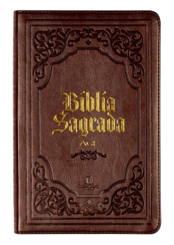 BÍBLIA SAGRADA SLIM ACF, LUXO, COURO-SOFT, MARROM