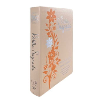 BÍBLIA GIGANTE PPM ARC FULL COLOR C/ HARPA PU LUXO - ROSÉ E LARANJA