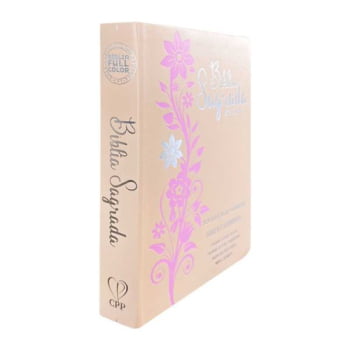 BÍBLIA GIGANTE PPM ARC FULL COLOR C/ HARPA PU LUXO - ROSÉ E ROSA