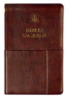BÍBLIA SAGRADA SLIM ACF, LUXO, COURO-SOFT, MARROM COM BOLSO