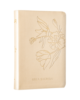 THE PURPOSE BOOK: BÍBLIA SAGRADA, A21, CAPA COURO-SOFT BEGE, FLORES