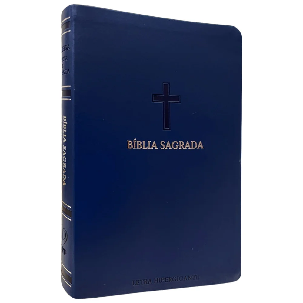 BÍBLIA SAGRADA | LETRA HIPERGIGANTE | ARC | HARPA AVIVADA E CORINHOS | CAPA PU LUXO CRUZ AZUL