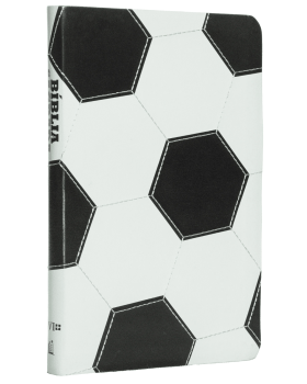 BÍBLIA NVI SLIM, CAPA DE FUTEBOL, COURO-SOFT PRETO E BRANCO, LUXO