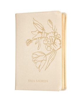 THE PURPOSE BOOK: BÍBLIA SAGRADA, A21, CAPA COURO-SOFT BEGE, FLORES