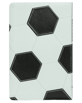 BÍBLIA NVI SLIM, CAPA DE FUTEBOL, COURO-SOFT PRETO E BRANCO, LUXO