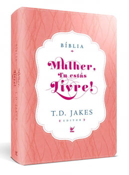 Bíblia Mulher, Tu estás livre – capa luxo rosa e branco