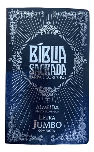 BÍBLIA JUMBO ARC COM HARPA E CORINHOS - COVERBOOK COMPACTA AZUL