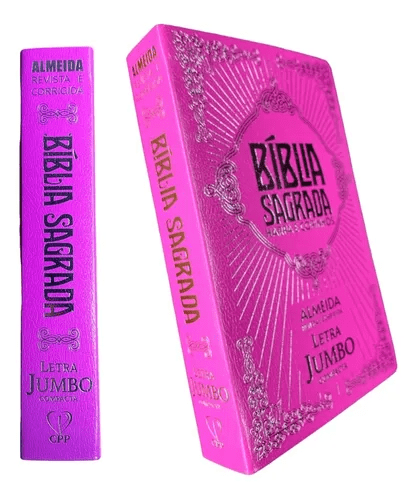 BÍBLIA JUMBO ARC COM HARPA E CORINHOS - COVERBOOK COMPACTA ROSA