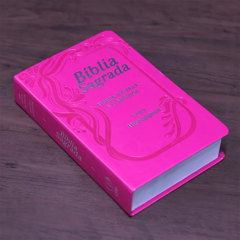 BÍBLIA SAGRADA COM HARPA AVIVADA E CORINHOS | ARA | LETRA HIPERGIGANTE | C/ ÍNDICE CAPA PU PINK
