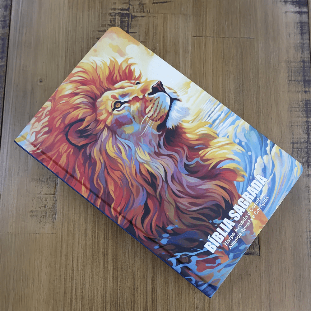 BÍBLIA LEÃO SUNSET - ARC - LETRA GRANDE - CAPA DURA - HARPA AVIVADA E CORINHOS