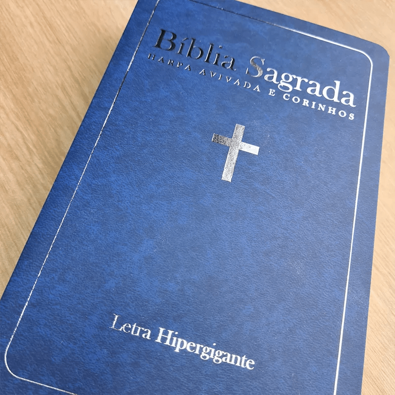 BÍBLIA SAGRADA COM HARPA AVIVADA E CORINHOS | ARC | LETRA HIPERGIGANTE | CAPA SEMIFLEXÍVEL AZUL