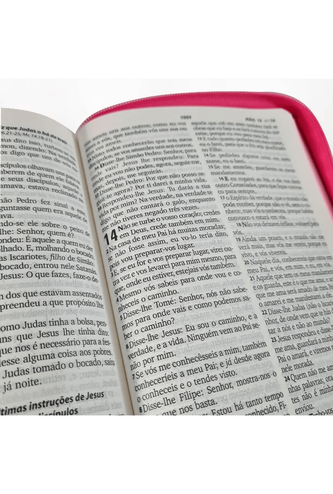 BÍBLIA SAGRADA - ARC - LETRA GRANDE - CAPA LUXO CRUZ PINK C ZIPER