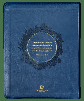 BÍBLIA ACF COM ESPAÇO PARA ANOTAÇÕES, COURO-SOFT AZUL COM FLORES EM BAIXO RELEVO, LEITURA PERFEITA