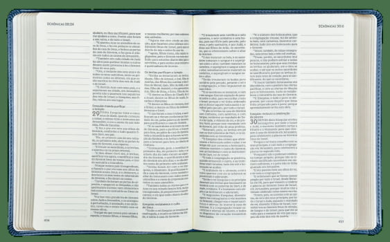 BÍBLIA ACF COM ESPAÇO PARA ANOTAÇÕES, COURO-SOFT AZUL COM FLORES EM BAIXO RELEVO, LEITURA PERFEITA
