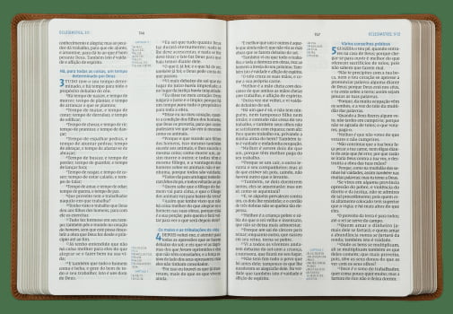 Bíblia ACF com referências cruzadas e palavras de Jesus em azul, Capa luxo mostarda, Letra grande, Leitura Perfeita