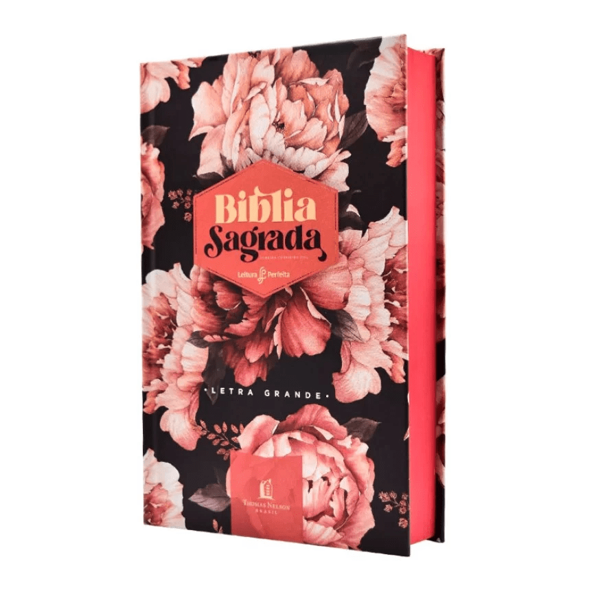 BÍBLIA PEÔNIAS ROSADAS, ACF, CAPA DURA, LETRA GRANDE, LEITURA PERFEITA