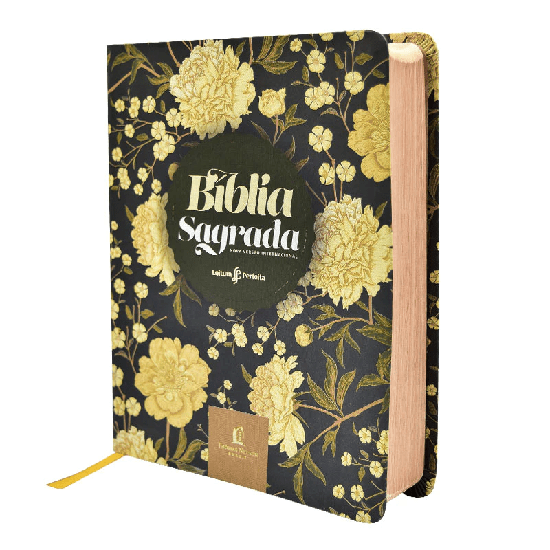 BÍBLIA SAGRADA NVI, COURO SOFT, FLORES, ESPAÇO ANOTAÇÕES, LEITURA PERFEITA