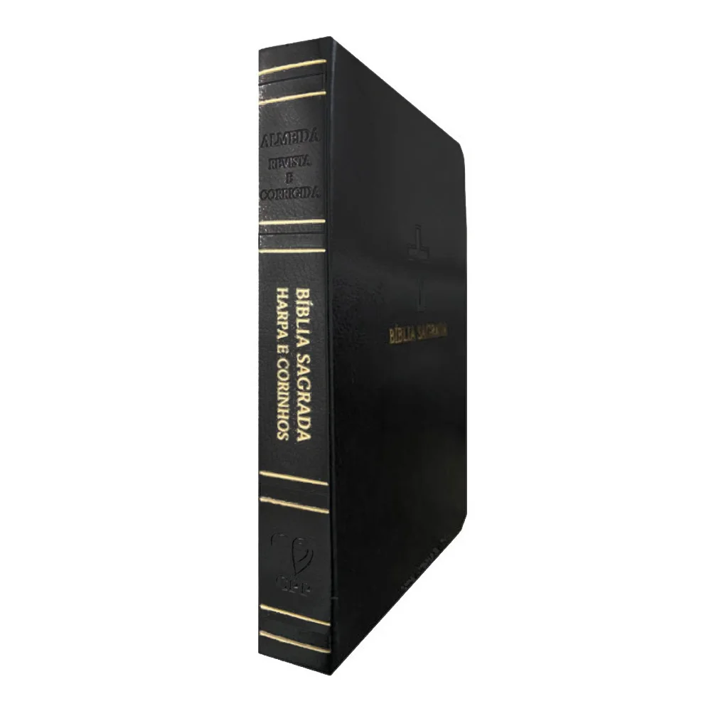 BÍBLIA SAGRADA | ARC | LETRA HIPERGIGANTE | HARPA AVIVADA E CORINHOS | CAPA PU LUXO CRUZ PRETA