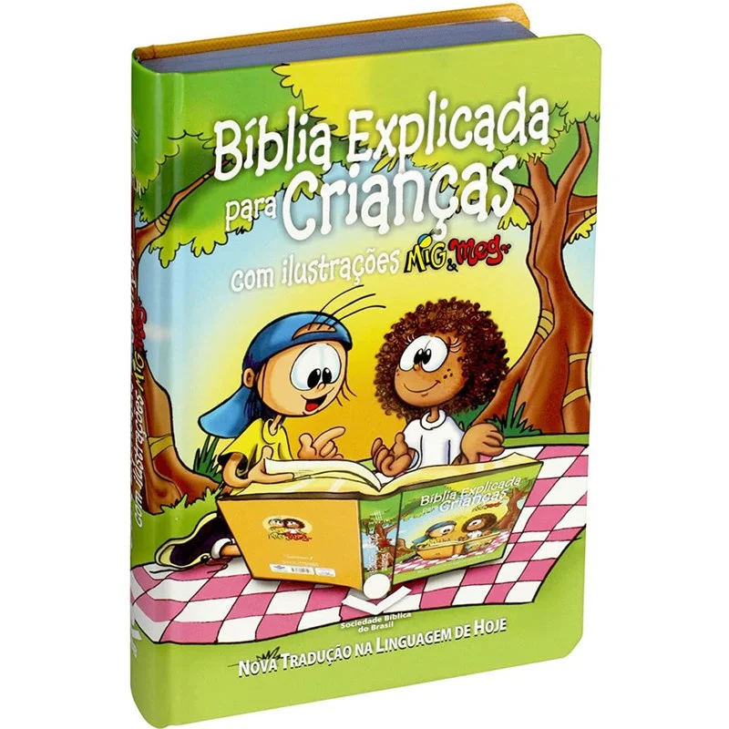 BÍBLIA EXPLICADA PARA CRIANÇAS COM ILUSTRAÇÕES MIG E MEG  NTLH  CAPA DURA ILUSTRADA