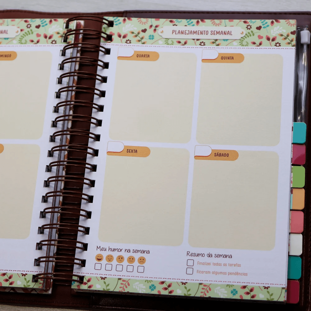 MEU PLANO PERFEITO, PLANNER ANUAL NÃO DATADO COM SOBRECAPA EXECUTIVA EM COURO-SOFT, CAPA XADREZ